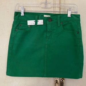 J-Crew Green Denim Skirt NWT
